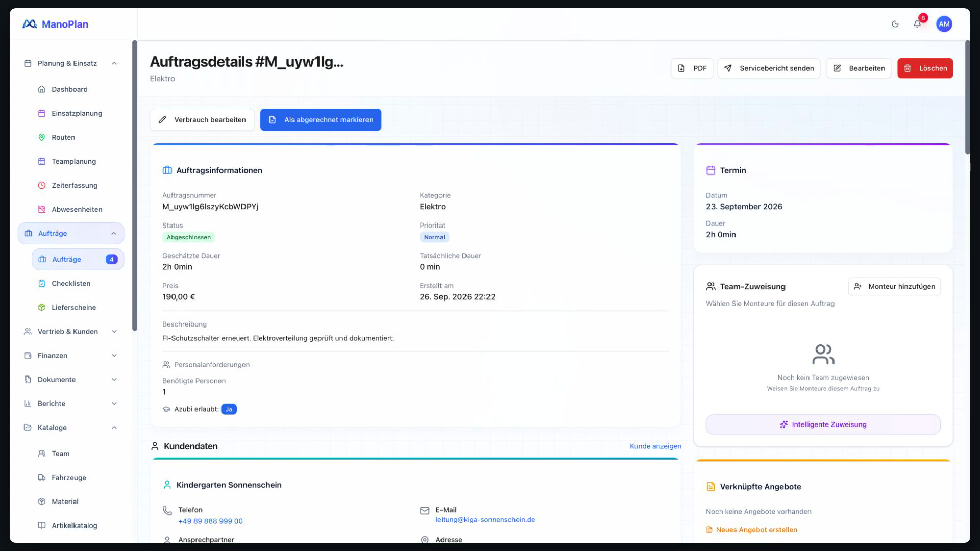 ManoPlan Workflow – Vom Auftrag zur Rechnung