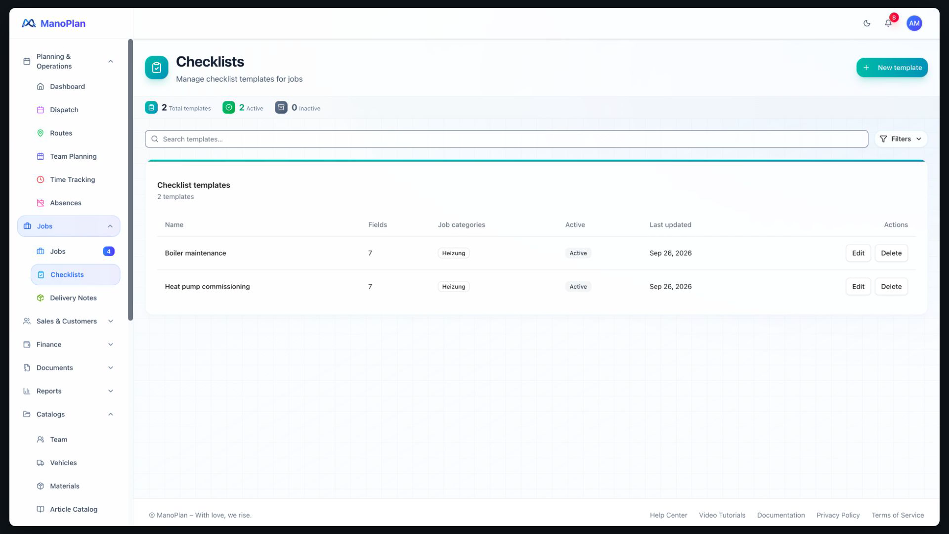 ManoPlan in 30 Seconds – Checklists