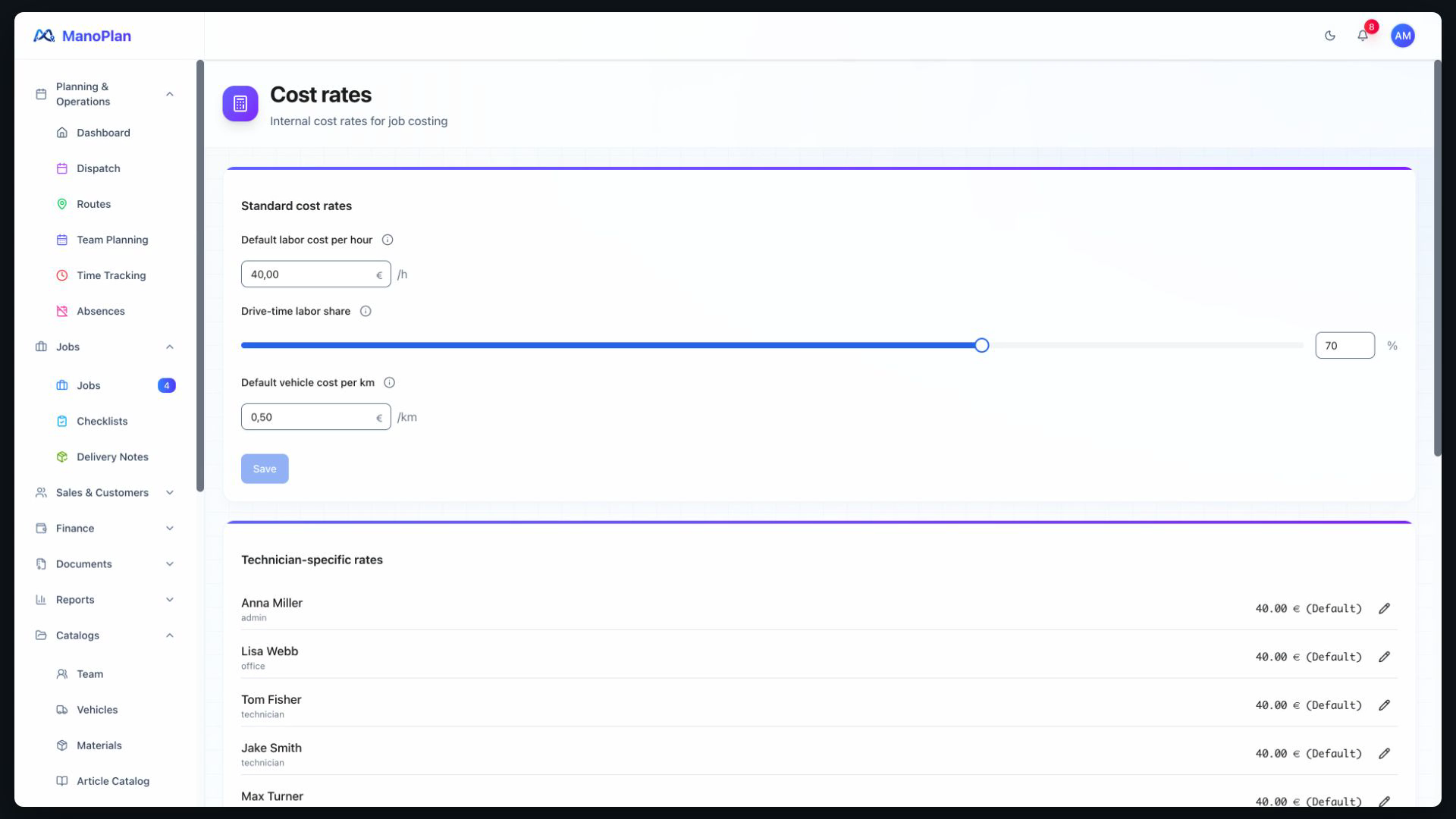 ManoPlan in 30 Seconds – Job Costing
