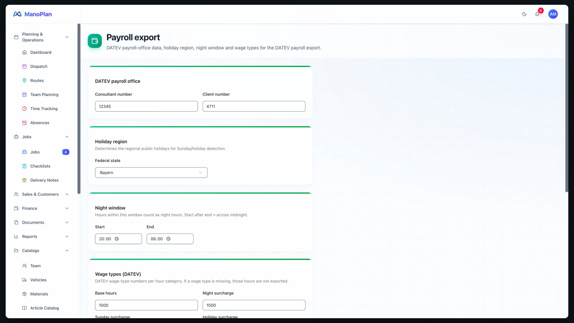 ManoPlan Module – Payroll Export