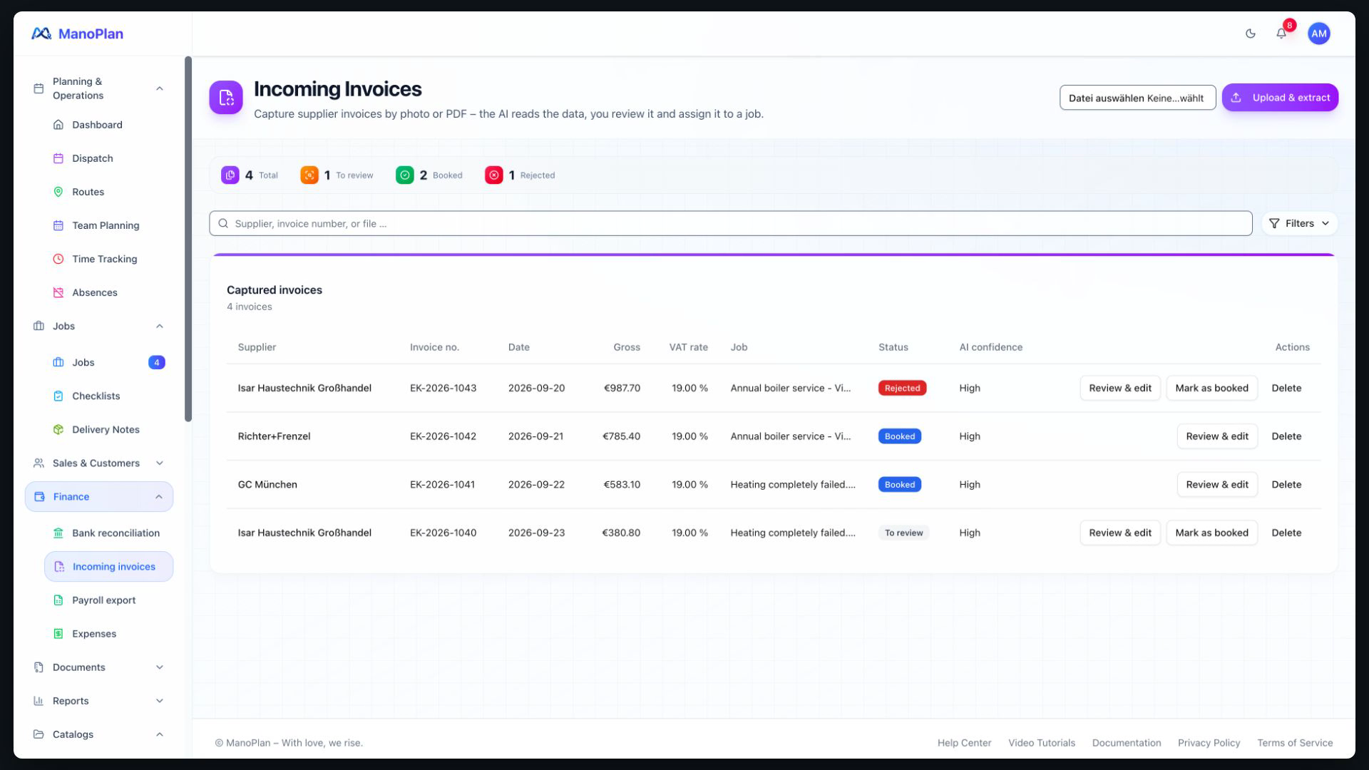 ManoPlan Module – Supplier Invoices