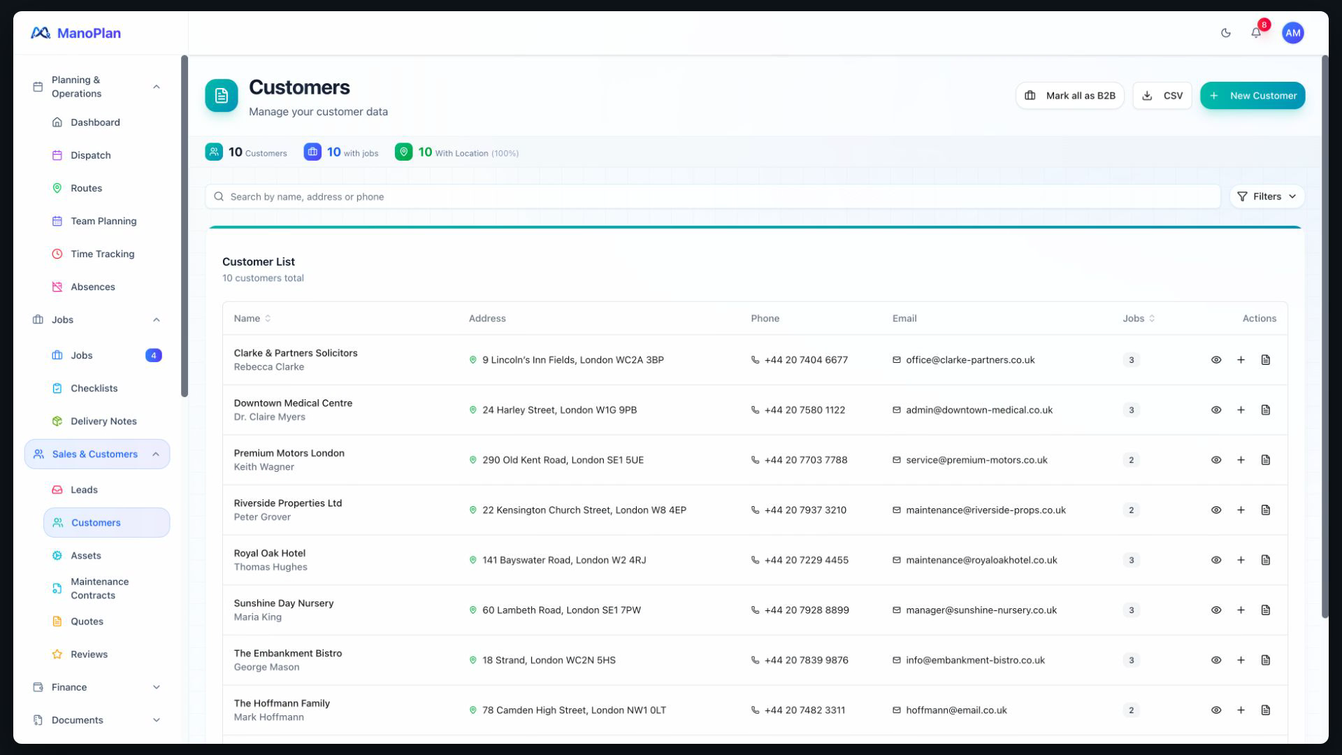 ManoPlan Tutorial – Adding and Importing Customers
