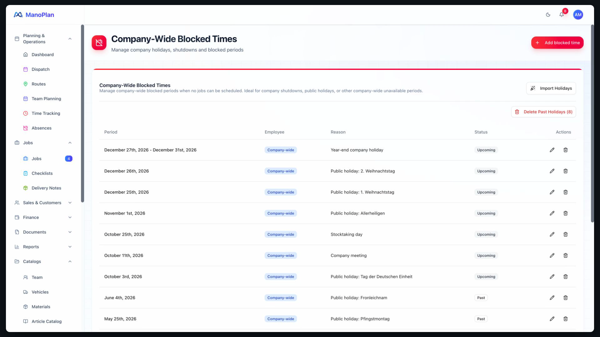ManoPlan Tutorial – Blocked Times & Public Holidays