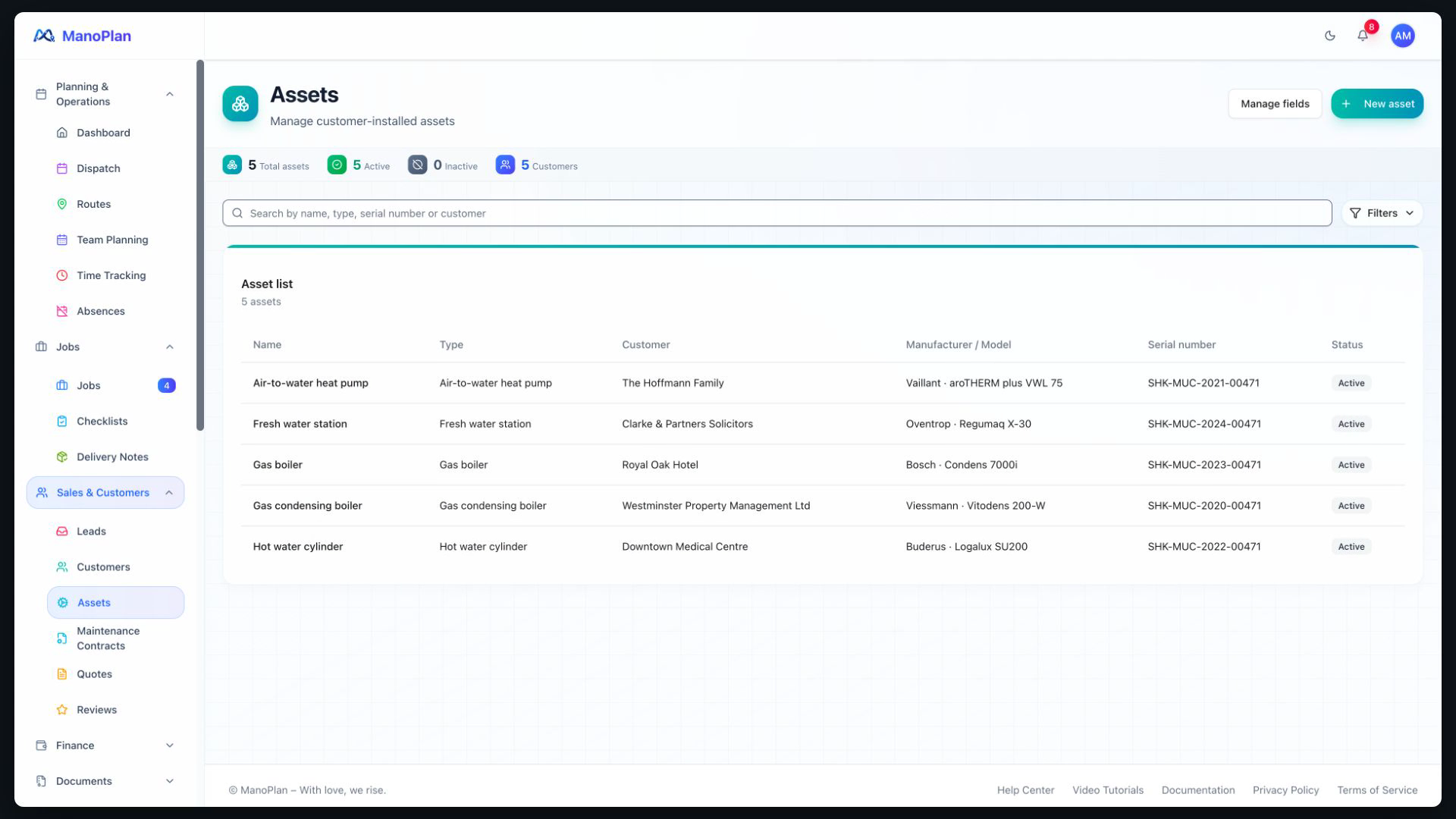 ManoPlan Tutorial – Maintenance Contracts & Assets