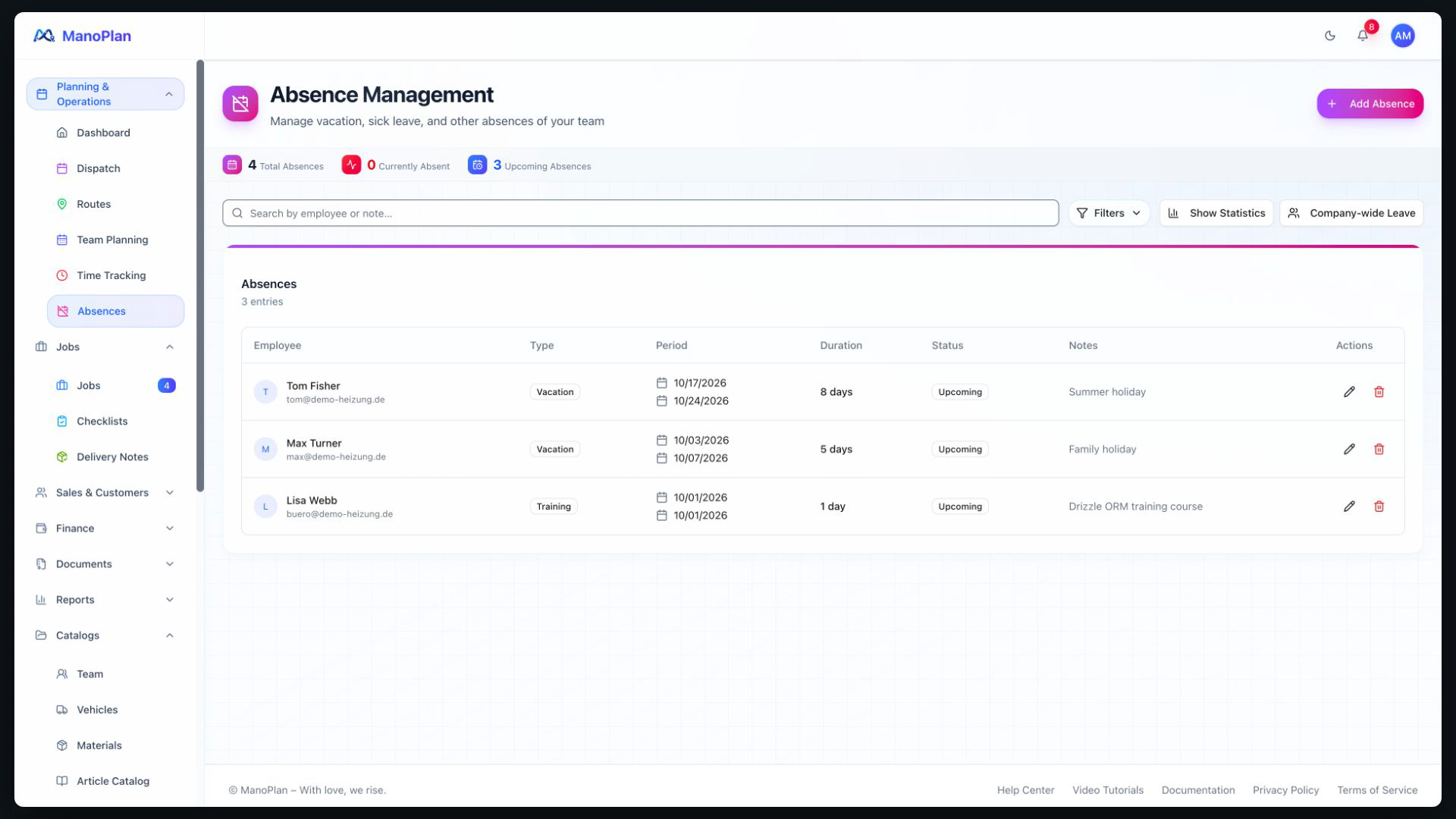 ManoPlan Workflow – Weekly Planning in the Office